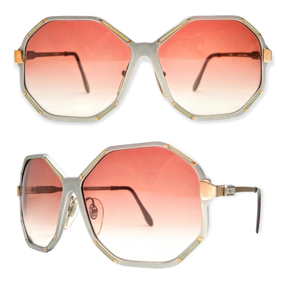 1980’s ULTRA Harem Silver Metal Angular Sunglasses, Oversized, Made in Germany